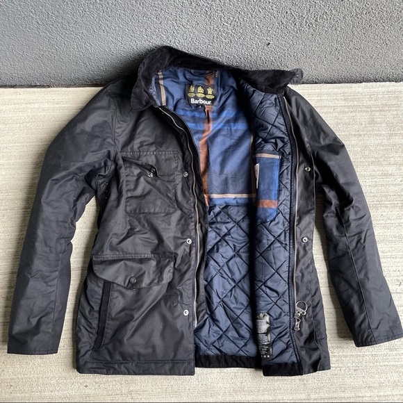 Barbour Fawden Men's Waxed Jacket in Dark Navy- size S #WAX82 - Picture 4 of 12